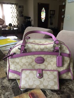 Coach bag with matching wallet.