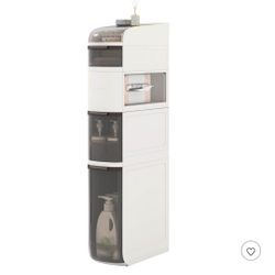  5-Tier Narrow Bathroom Storage Cabinet with Drawers Tissue Box Wheels for Kitchen