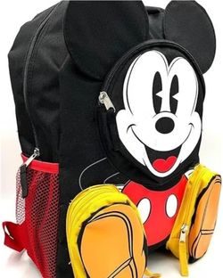 Disney Mickey Mouse Backpack with 3- Zipper Pockets, 16"
