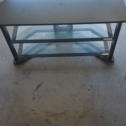 Black TV Stand With 2 Shelves 
