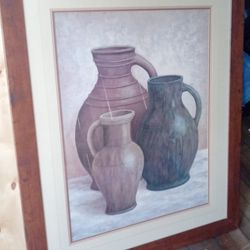 50"by 42" 3 Jug Art Deco Collector Framed And Matted Piece 