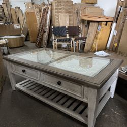 Heartland Antique White Tobacco Rect Ceiling Tile Cocktail Table