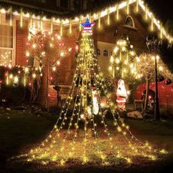 Christmas Decorations Outdoor Yard, 8 Modes Waterfall Lights Icicle Cascading Lights for Xmas Tree Decoration Wedding Party, Christmas Lights Outdoor,