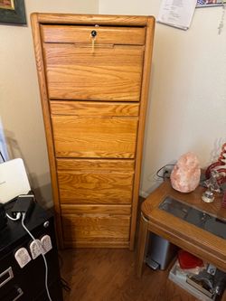 Solid wood vertical file cabinet Filing cabinet 55 h x 24 d x 20 1/2 w with key to lock
