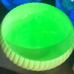 Vintage Milk Glass Cased Vaseline Swirl Bowl w/ Luminescence