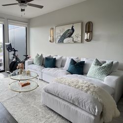 Commix Down Filled Overstuffed 4 Piece Sectional Sofa Set White