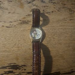 Unisex Fossil Quartz Watch-Toy Story WOODY Stainless Gold & Brown Leather Band