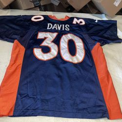 Authentic Terrell Davis Denver Broncos Nike NFL Jersey Mens 48 Euc Blue Sewn Pro