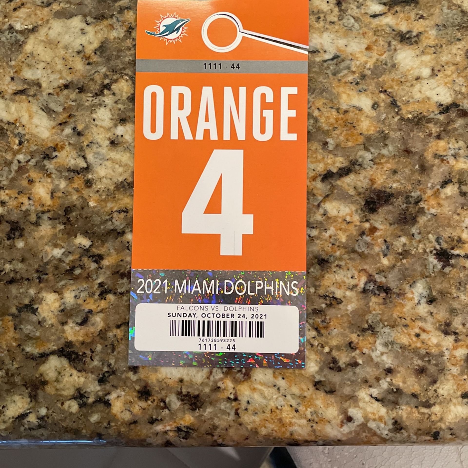 Miami Dolphins Vs Falcons Orange Parking Pass 