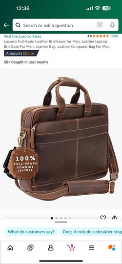 Luxorro Full Grain Briefcase Work Bag(Back To School)