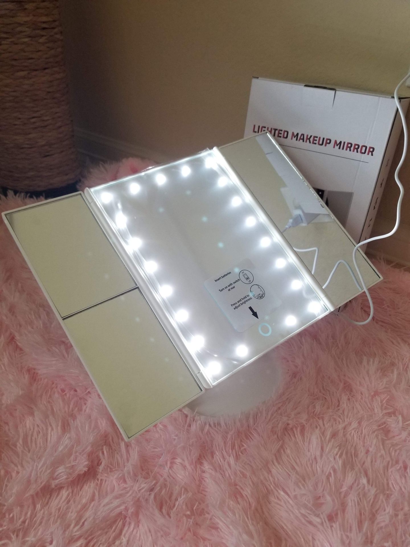 Trifold Lighted Makeup Mirror