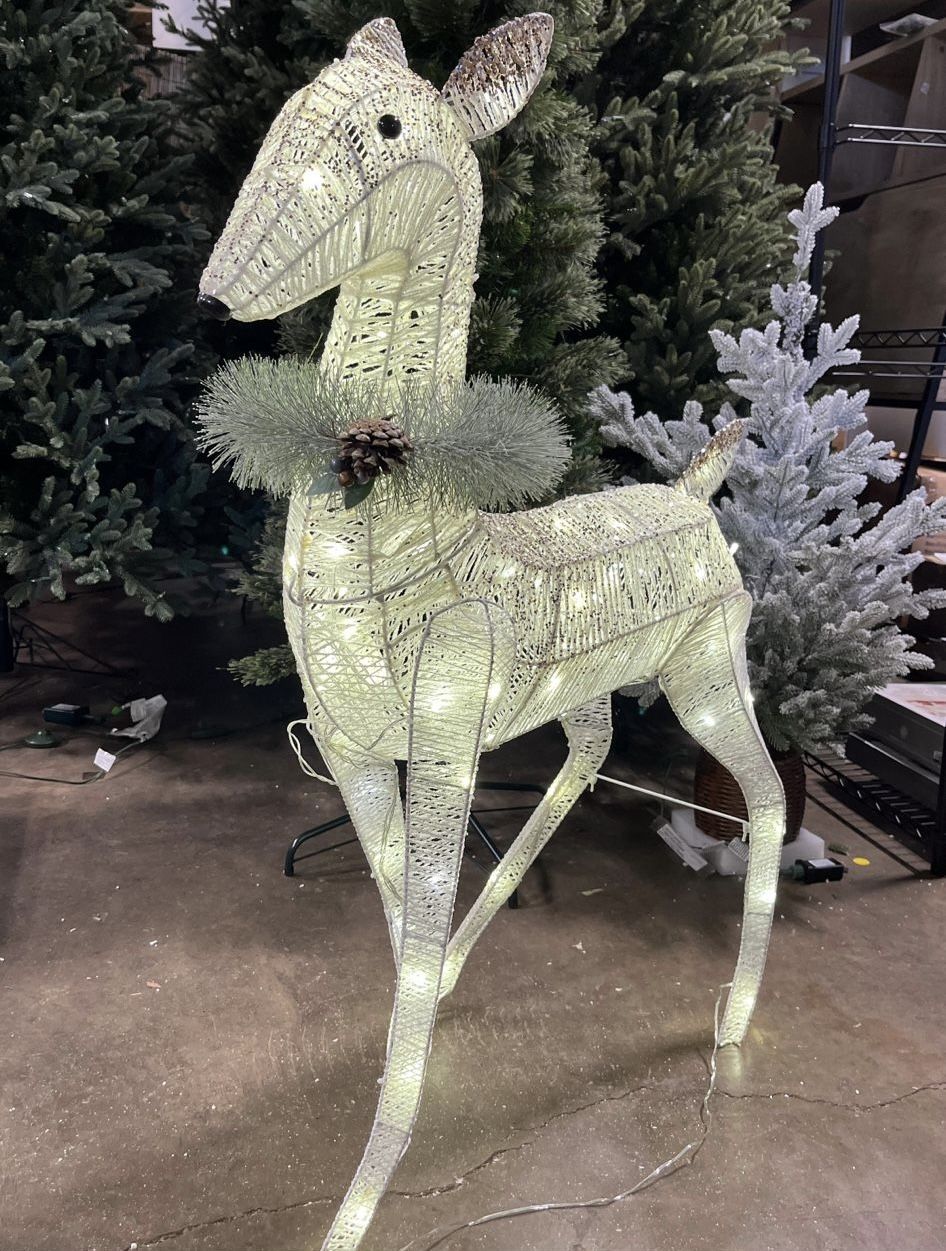 40" Philips LED White and Champagne Glitter String Doe Novelty Indoor/Outdoor Sculpture Twinkling Pure White Lights