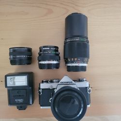 Olympus 35mm Film Camera And Lenses