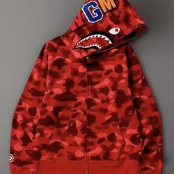 BAPE Color Camo Shark Full Zip Hoodie – Red