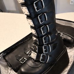 DAMNED-318 PLATFORM KNEE HIGH BOOTS