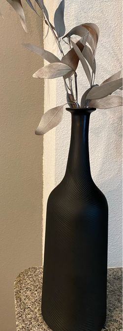 Tall Matte Black Bottle Vase