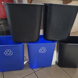 Office Trash Cans $2 Black $3 Blue
