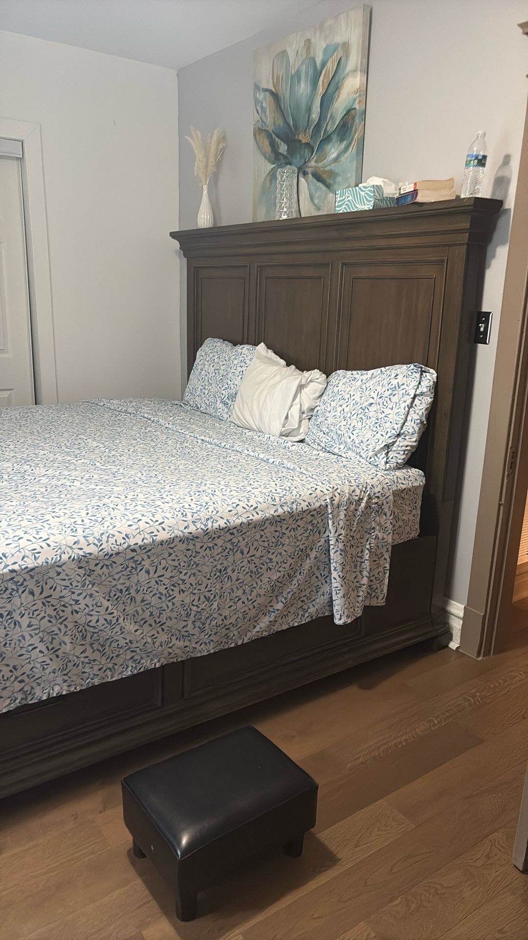 Bed Frame And Back Board Brown Wood