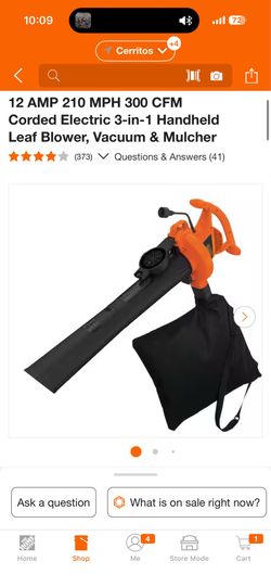 12 AMP 210 MPH 300 CFM Corded Electric 3-in-1 Handheld Leaf Blower, Vacuum & Mulcher