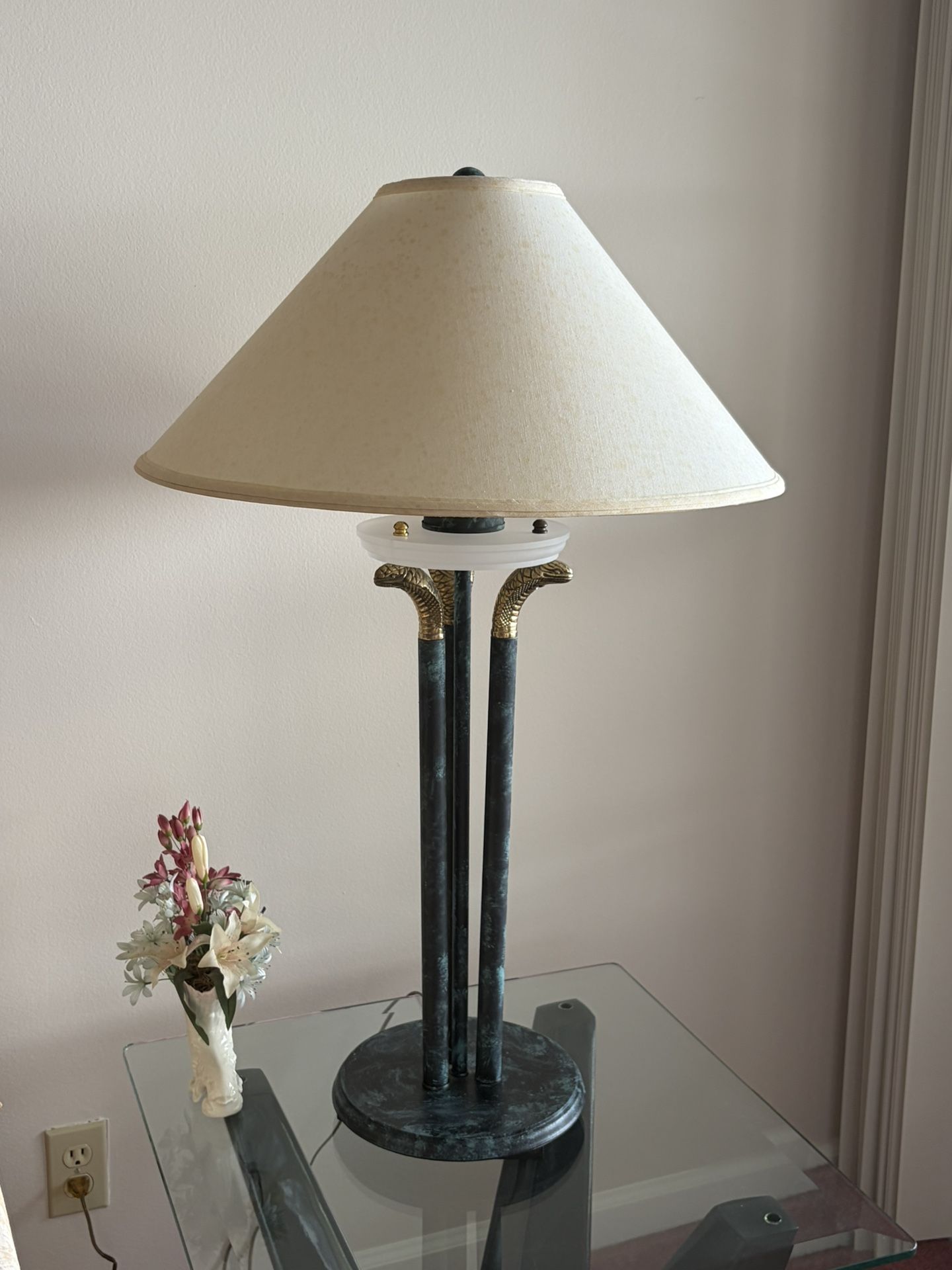Elegant Vintage Marble & Brass Table Lamp