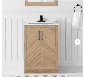 Huckleberry 24 in. Single Sink Freestanding Weathered Tan Bath Vanity with White Engineered Marble Top (Assembled)
