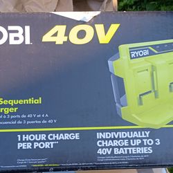 RYOBI 40V 3-Port Sequential 4A Fast Charger