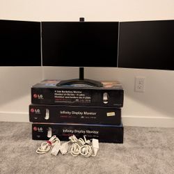 Triple Monitor LG Infinity Display 24" With Stand