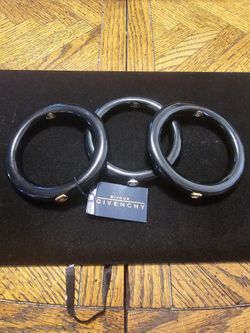 Set Of Three Vintage 1970s GIVENCHY Black Lucite  Bangle Bracelets