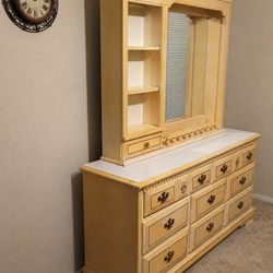 Vintage French Provincial Dresser w/ Mirror Hutch