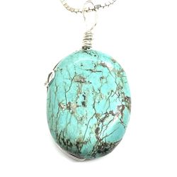 Large Turquoise Pendant Necklace 