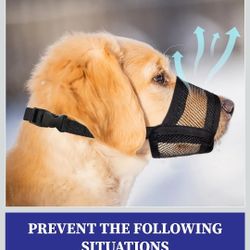 Dog Muzzle for Large Dogs - Air Mesh Muzzle for Large Sized Dog | Adjustable No Bark Dogs Muzzles for Scavenging Licking &