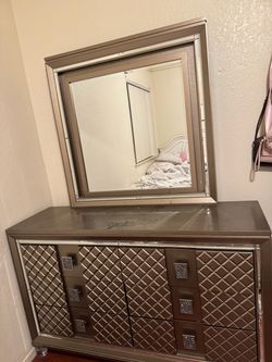 Champagne Gold Dresser with Mirror