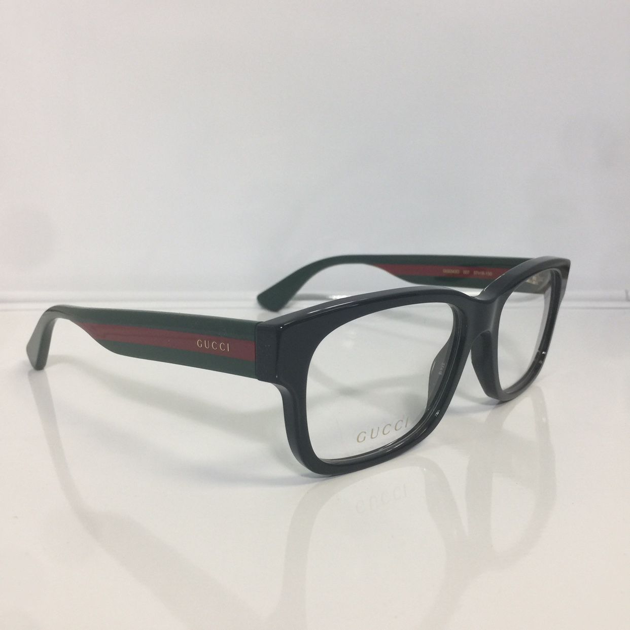 New Gucci GG0343O 007 Black Bold Plastic Red/green Eyeglasses 57mm