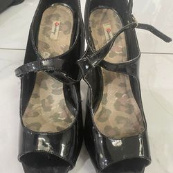 Olsenboye Womens US 10M Black T-Strap Platform Open Toe Stiletto Heels