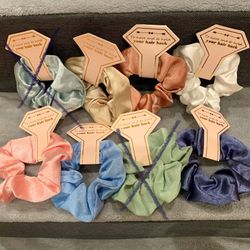 New Satin Scrunchies Bride Bridesmaids Bachelorette Favors Gifts