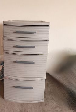 Gray 4-drawer plastic storage unit