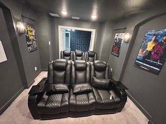 Black Leather Home Theater Recliner Seating Set