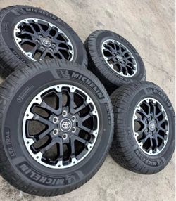 TUNDRA TRD 18” WHEELS & MICHELIN 265/70/18 TRAIL TERRAIN TIRES $695 CASH TOTAL‼️ FREE INSTALL‼️