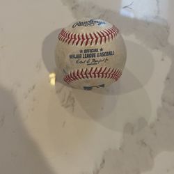 Baseball caught from home run at a MLB game. Joey Votto hit the ball
