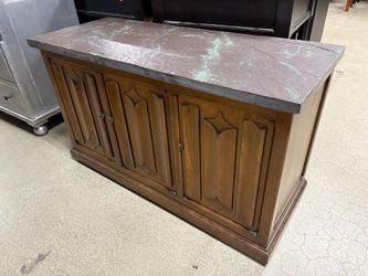 Slate Top Mediterranean Revival 3-Geometric Door Storage Console