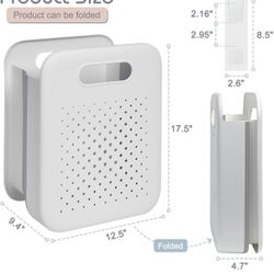 Large Collapsible Laundry Basket, Space-Saving Wall-Mounted Hamper Organizer for Home, Dorms, RVs, Measures 13" x 9.5" x 17.5" In