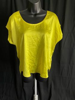 Yellow Satin Short Sleeve Blouse