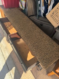 Storage Bench with Leopard Print Upholstery