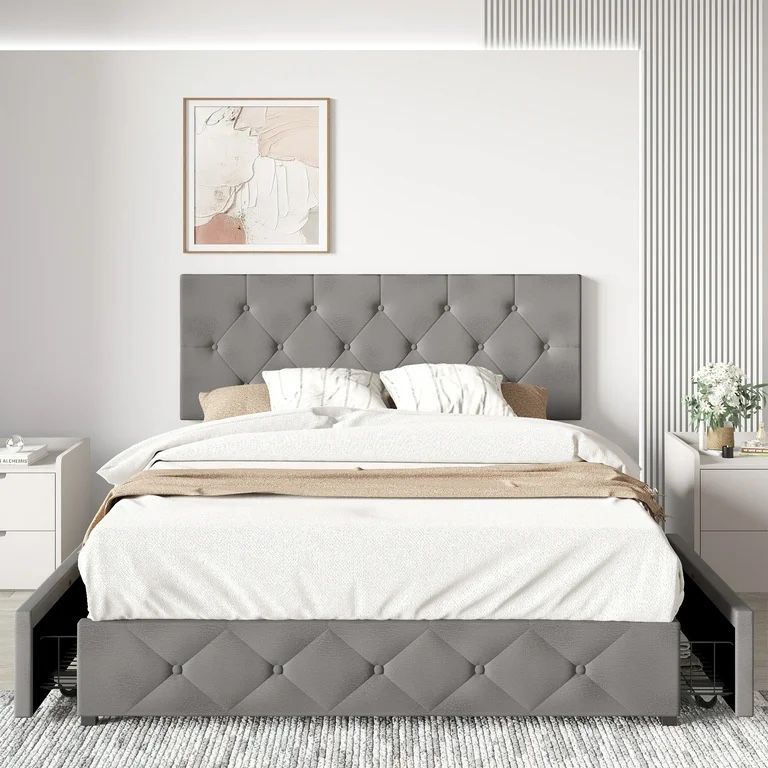 Full Size Storage Bed Frame Upholstered Bed 