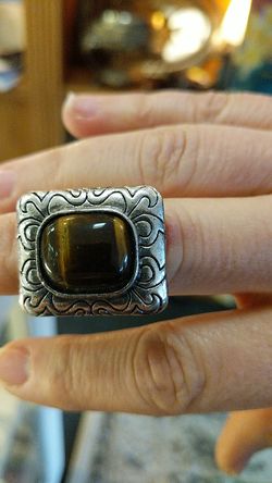 TIGERS EYE ADJUSTABLE RING