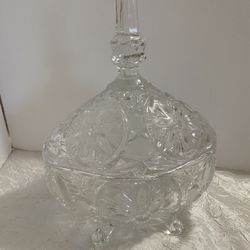 Vintage Crystal Candy Oval Covered Dish  $45