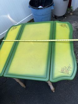 Antique porcelain enamel-top drop-leaf kitchen table