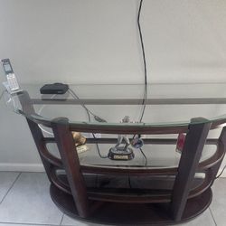 Wood And Glass Wall Shelves Display Stand 