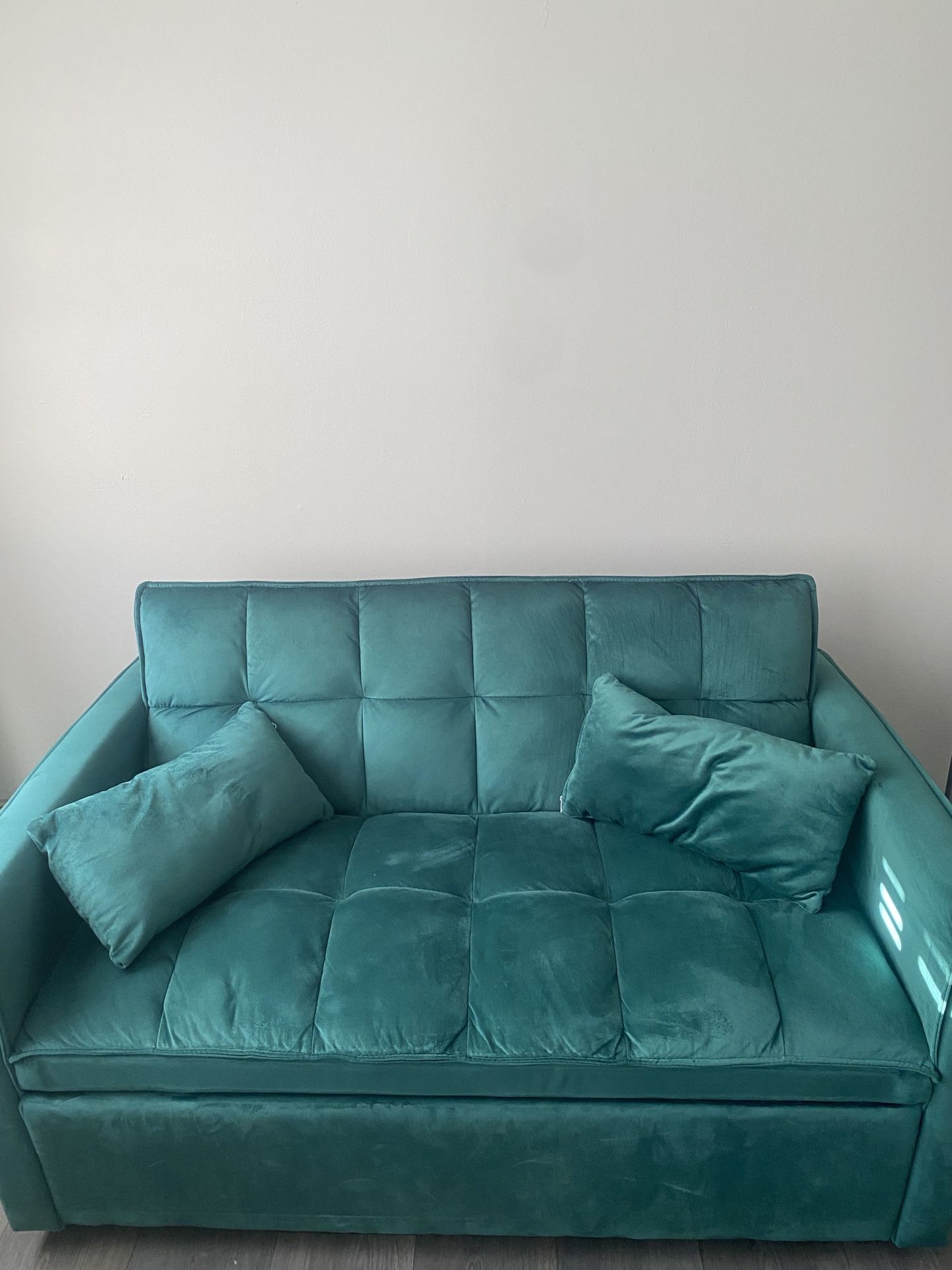 Velvet Green Couch With Adjustable Sofa Built In