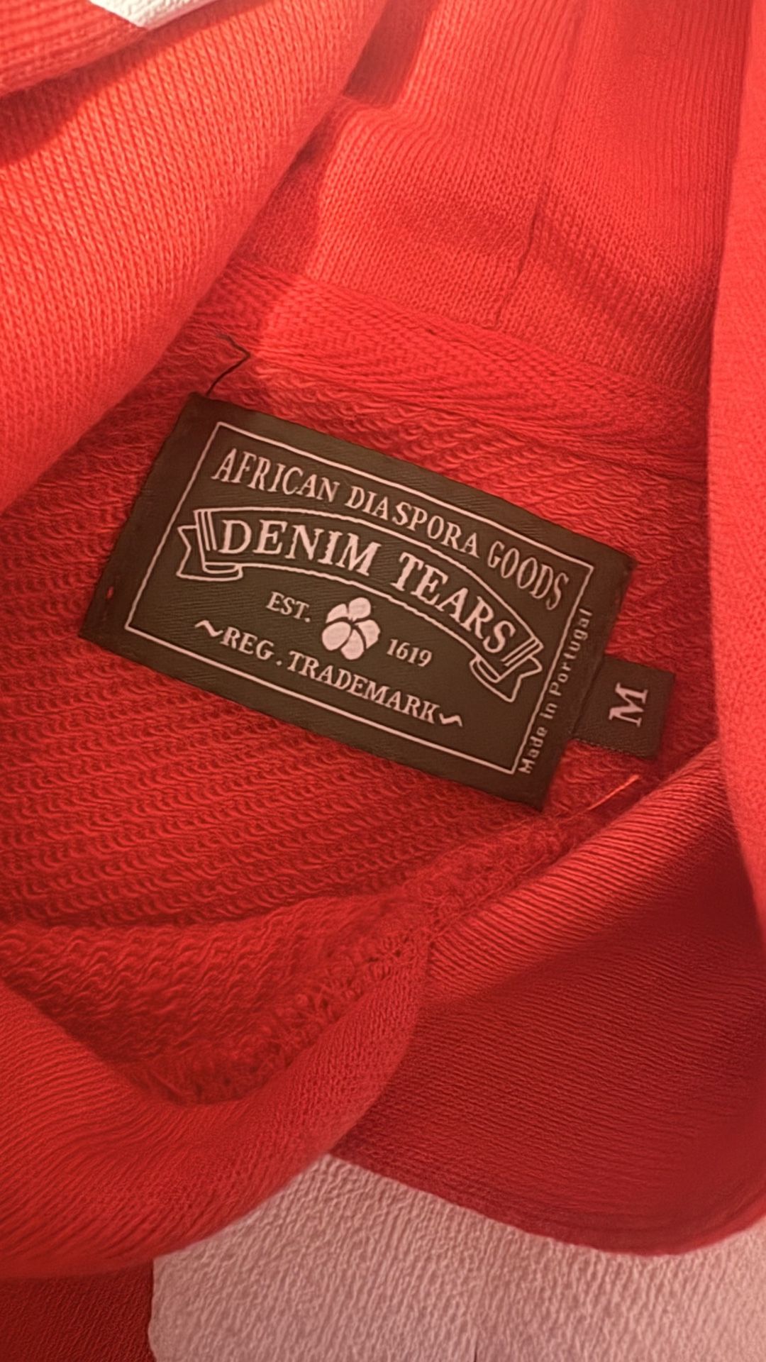 Denim Tear Hoodie, Red, Size Medium